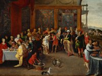 GG 105  GG 105, Frans Francken  d.J. (1581-1642), Das königliche Hochzeitsmahl,  Eichenholz, 59 x 86 cm : Ereignisse, Personen
